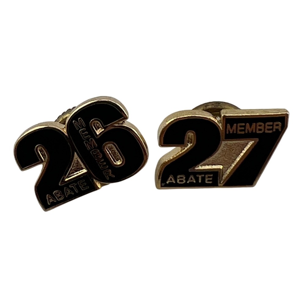 Vtg ABATE Member 26 27 Year Pins Gold Tone Black Biker Motorcycle Small Set